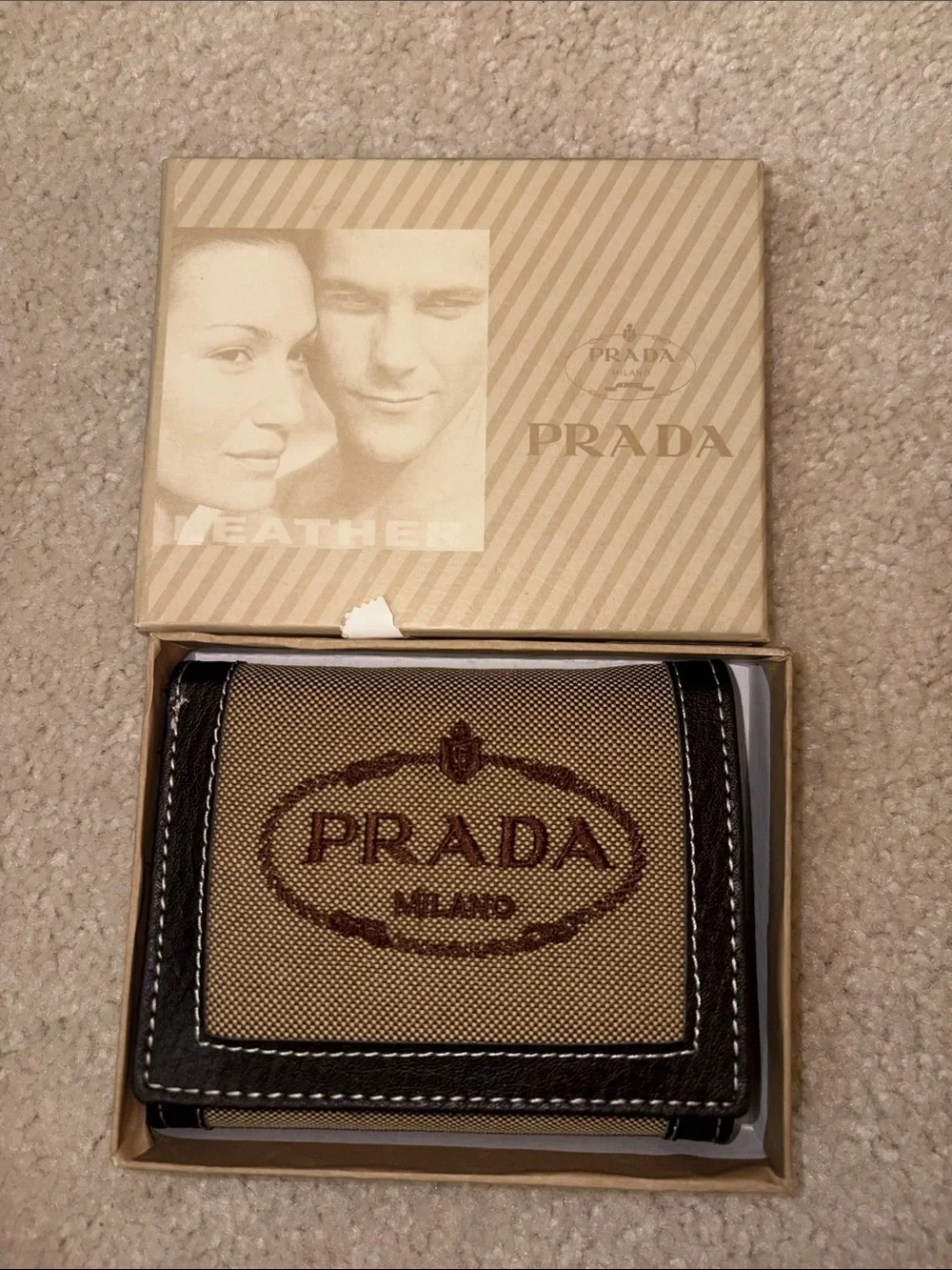 Prada Brown Canvas and Leather Wallet